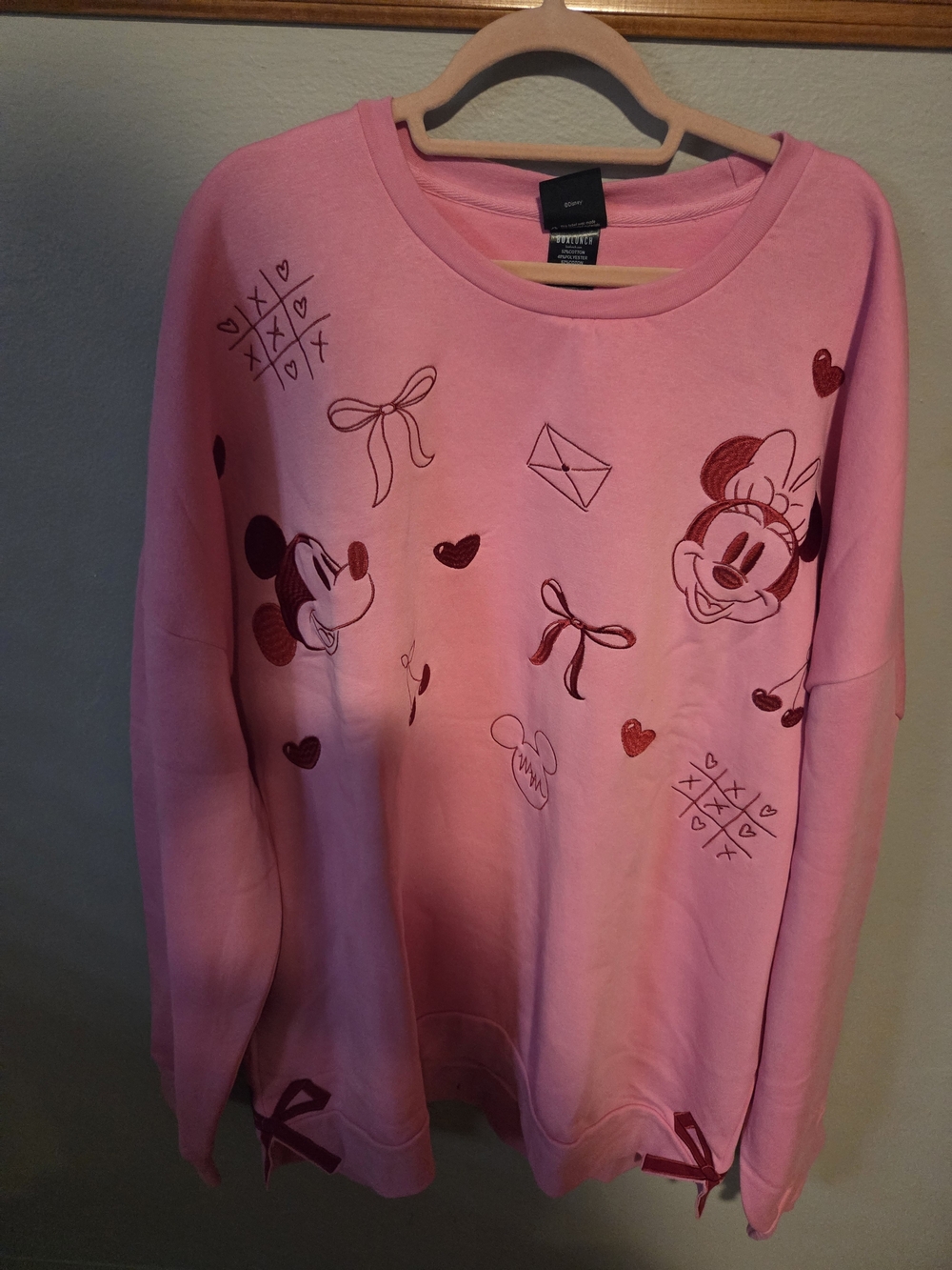 NWT Disney Pink Mickey & Minnie Doodle Bow Crewneck Sweatshirt